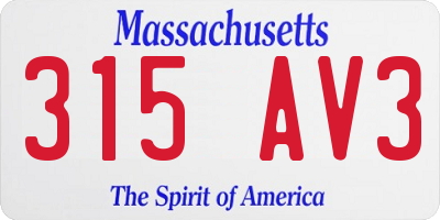 MA license plate 315AV3