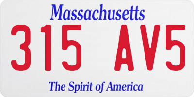 MA license plate 315AV5