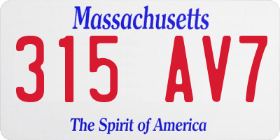 MA license plate 315AV7