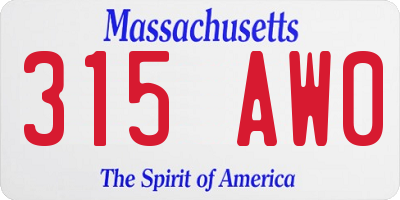 MA license plate 315AW0