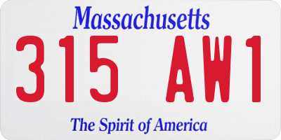 MA license plate 315AW1