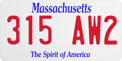 MA license plate 315AW2