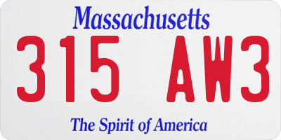 MA license plate 315AW3