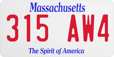 MA license plate 315AW4