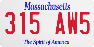 MA license plate 315AW5