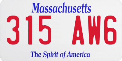 MA license plate 315AW6