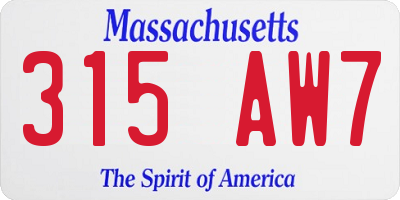 MA license plate 315AW7