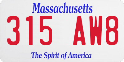 MA license plate 315AW8