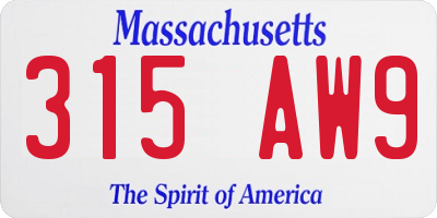 MA license plate 315AW9