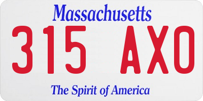 MA license plate 315AX0
