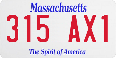 MA license plate 315AX1