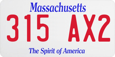 MA license plate 315AX2