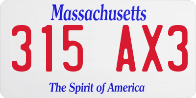 MA license plate 315AX3