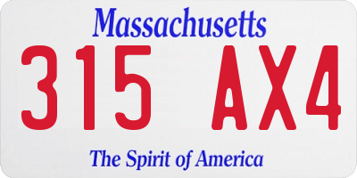 MA license plate 315AX4