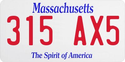 MA license plate 315AX5