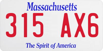 MA license plate 315AX6