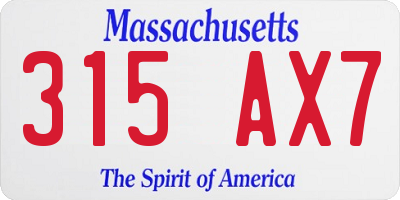 MA license plate 315AX7