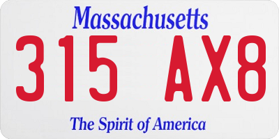 MA license plate 315AX8