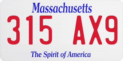 MA license plate 315AX9