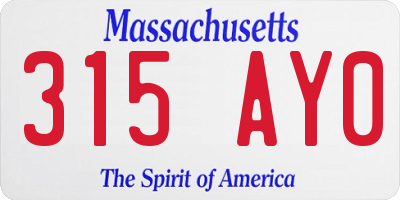 MA license plate 315AY0