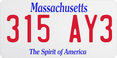 MA license plate 315AY3