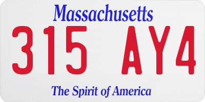 MA license plate 315AY4