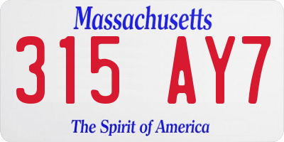 MA license plate 315AY7