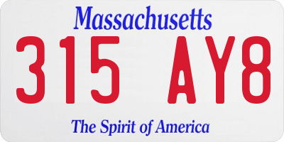 MA license plate 315AY8
