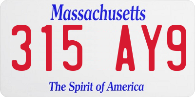MA license plate 315AY9
