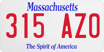 MA license plate 315AZ0