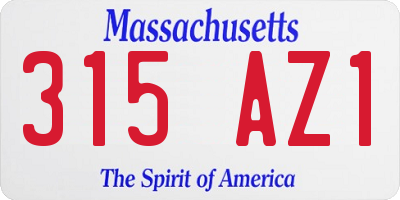 MA license plate 315AZ1