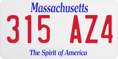 MA license plate 315AZ4