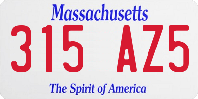 MA license plate 315AZ5