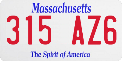 MA license plate 315AZ6