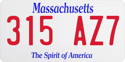 MA license plate 315AZ7