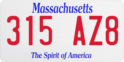 MA license plate 315AZ8