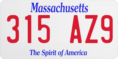 MA license plate 315AZ9
