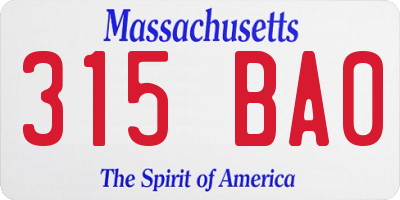 MA license plate 315BA0