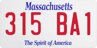 MA license plate 315BA1