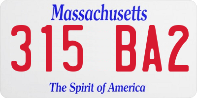 MA license plate 315BA2