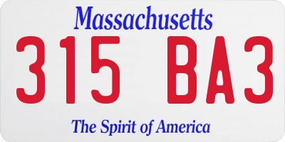 MA license plate 315BA3