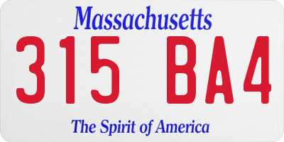 MA license plate 315BA4
