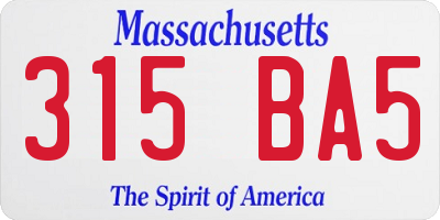 MA license plate 315BA5