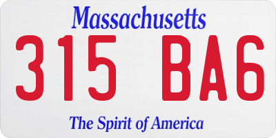 MA license plate 315BA6