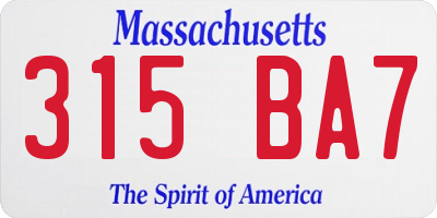 MA license plate 315BA7