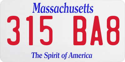 MA license plate 315BA8