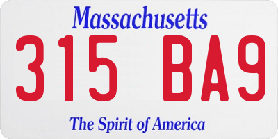 MA license plate 315BA9