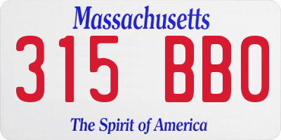 MA license plate 315BB0