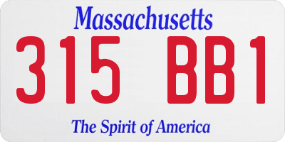 MA license plate 315BB1