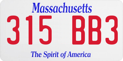 MA license plate 315BB3